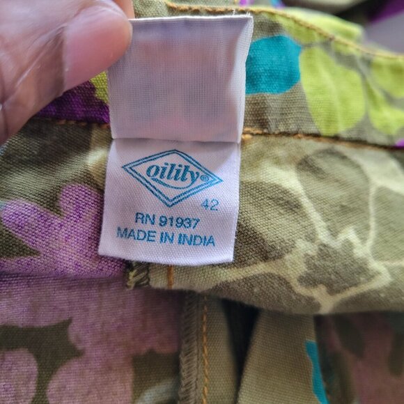 Green Paisley 70’s Style Wide Leg Green Flower Pants (Size: 42 Equal to a 10-12) - Picture 2 of 14